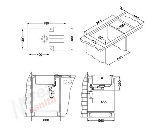 Set dřezu Alveus Rock 130 a baterie Tonia černý