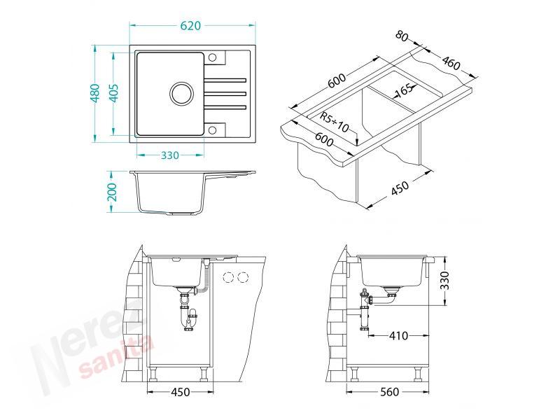 Set dřez Alveus Intermezzo 30 + baterie Tonia šedý beton