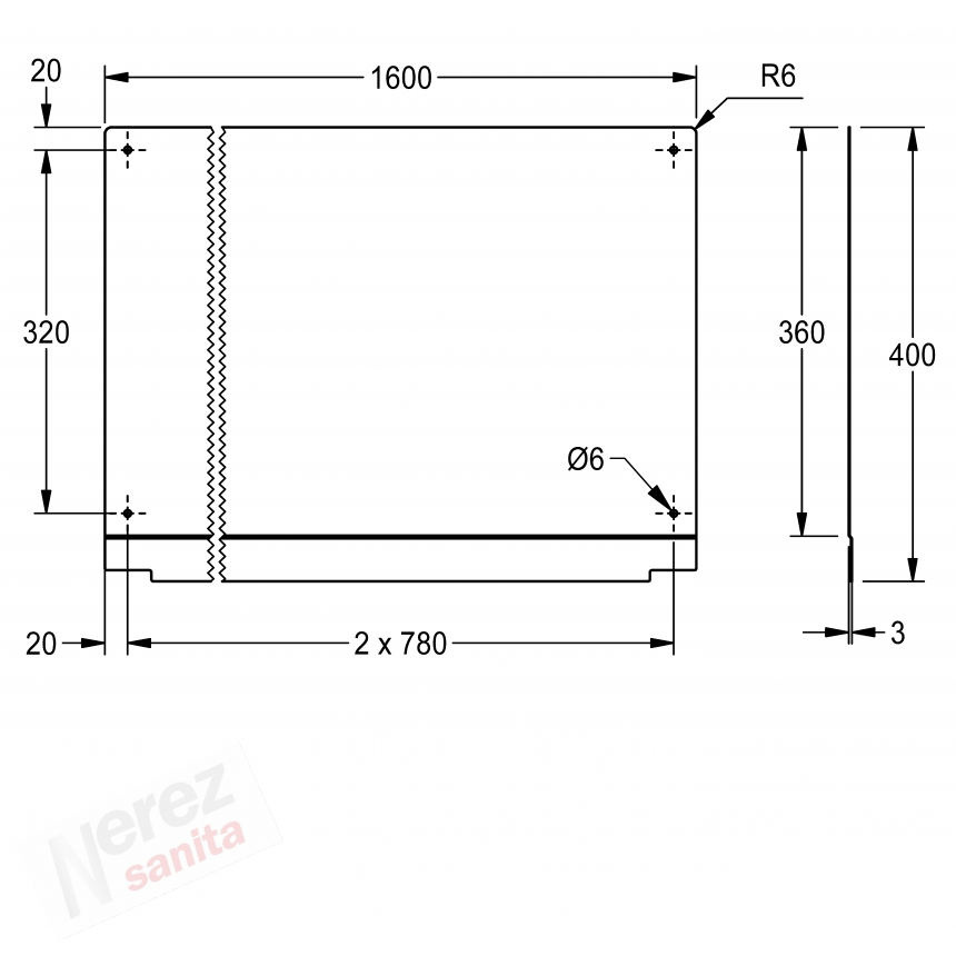 Zadní stěna Franke KWC PL16SB k mycímu korytu