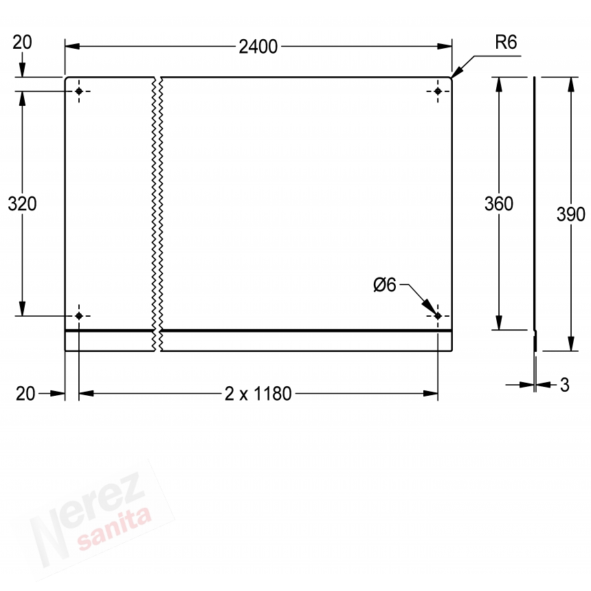 Zadní stěna Franke KWC PL24SB k mycímu korytu