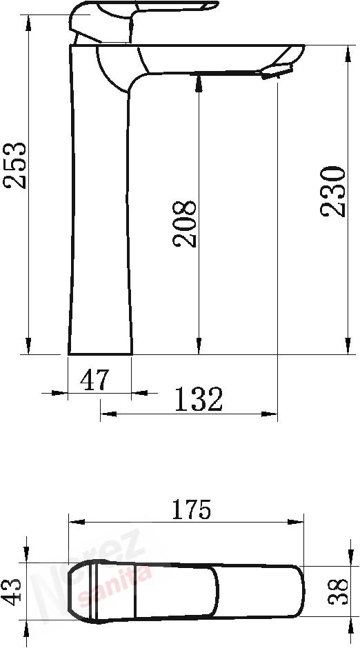 Umyvadlová baterie vysoká NOBLESS TINA ČERNÁ MATNÁ