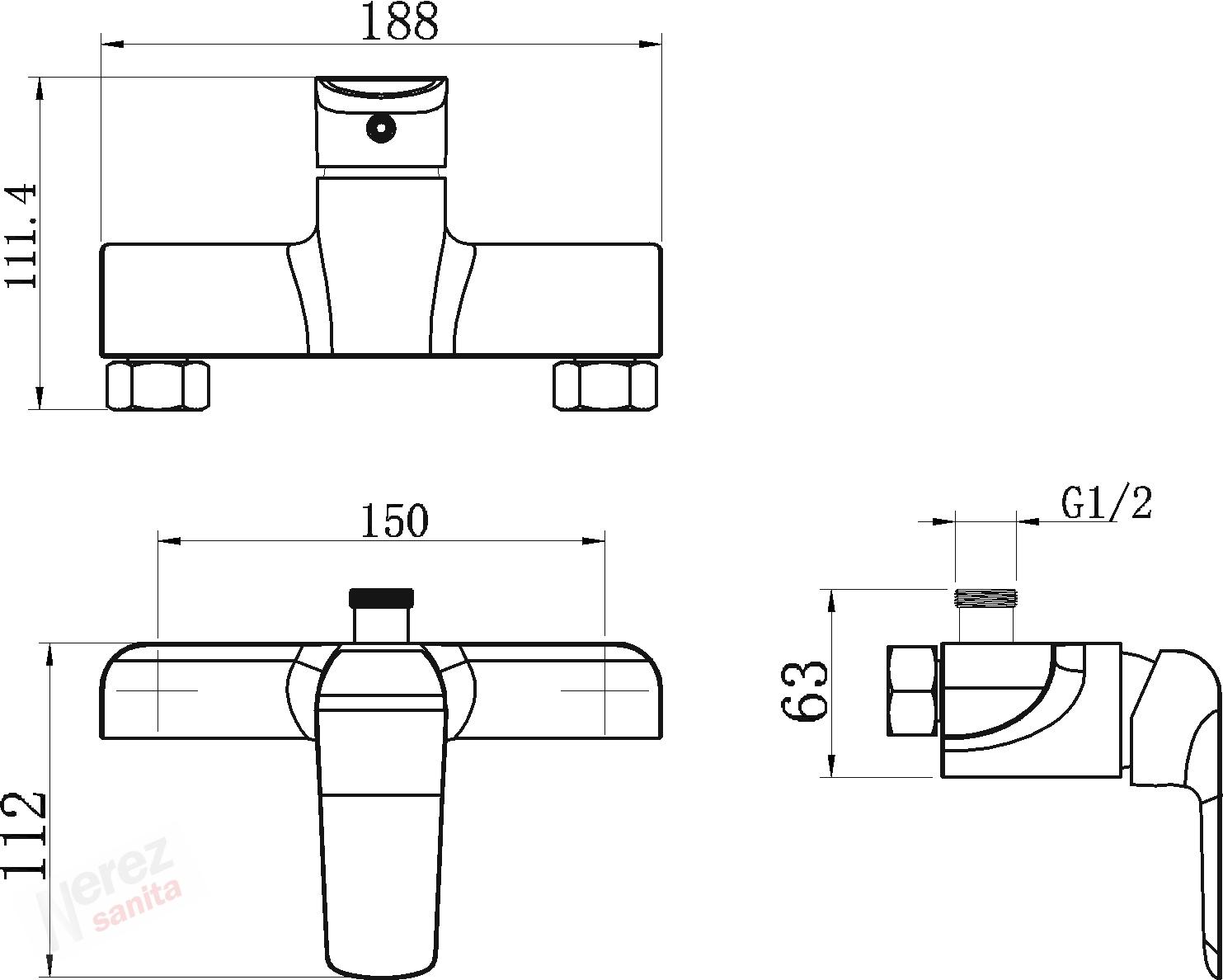 Sprchová baterie NOBLESS TINA ČERNÁ 