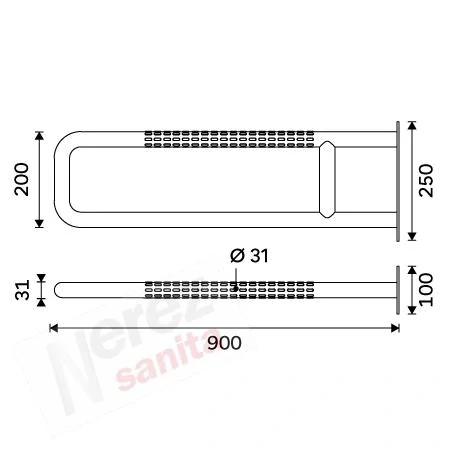Pevné podpěrné madlo 900 mm BMU 9090-10