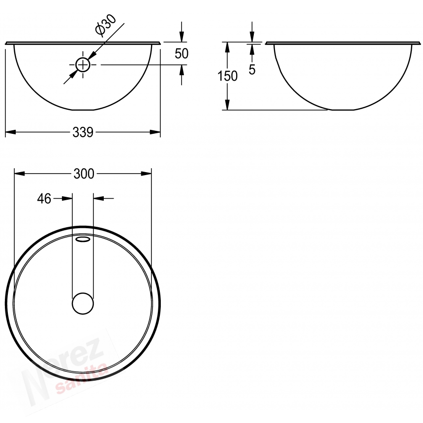 Umyvadlo nerez Franke KWC RNDX300 RONDO