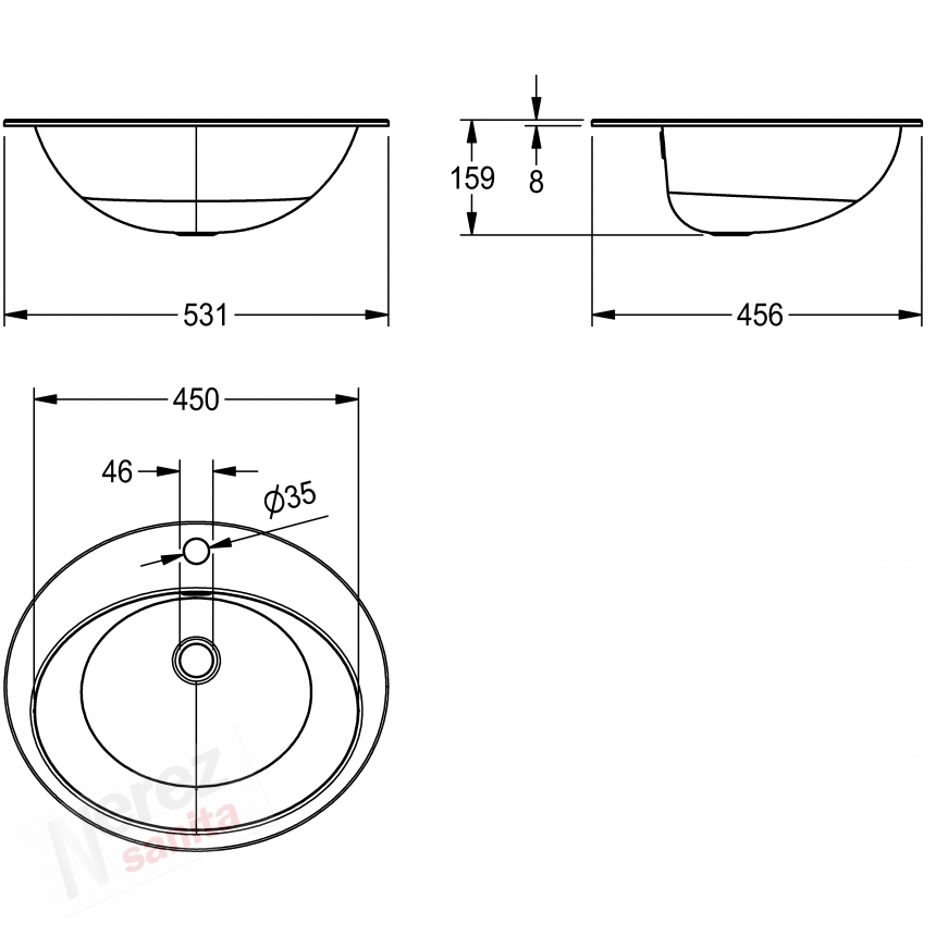 Umyvadlo Franke KWC RNDH451-0 RONDO