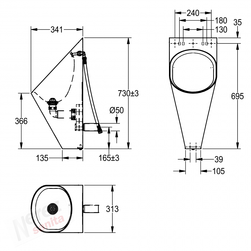 Nerez závěsný pisoár Franke KWC CMPX538 