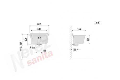 ABU vanička mycí 610x455mm včetně upevnění, bílá