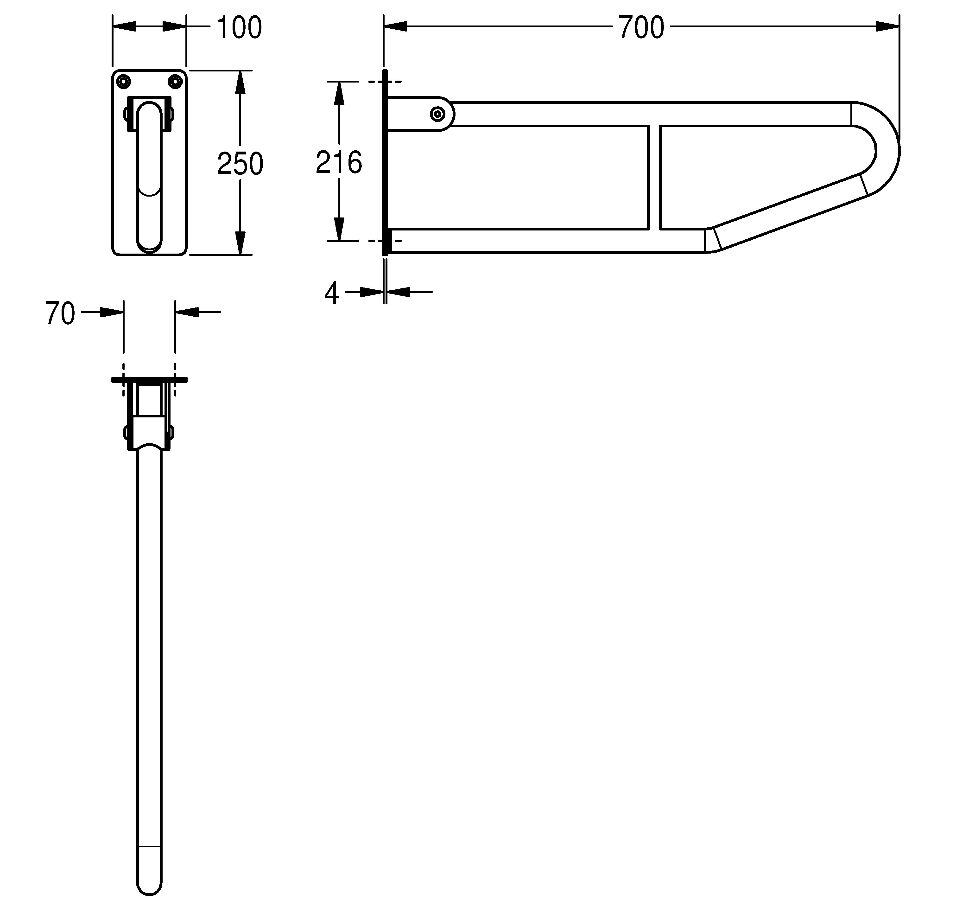 Madlo 70cm na stěnu sklopné Franke KWC  CNTX70D