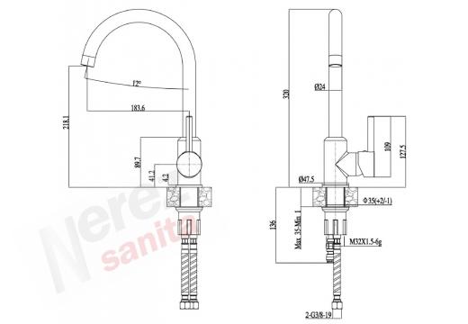 Set dřezu Alveus Cadit20 a baterie Tonia černá