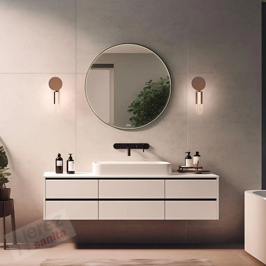 ČERNÉ LED zrcadlo pr. 600 se dvěma dotykovými senzory