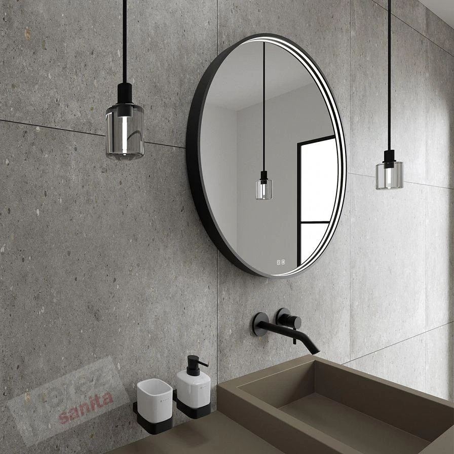 ČERNÉ LED zrcadlo pr. 700 se dvěma dotykovými senzory