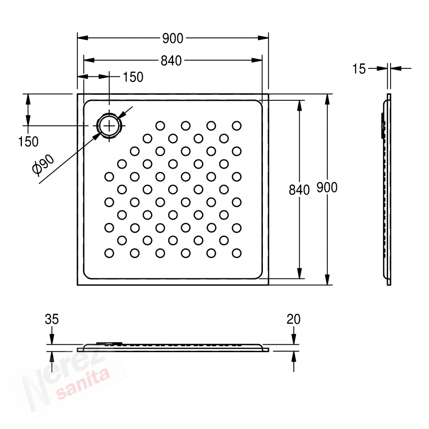 Nerez sprchova vana Franke KWC CMPX401