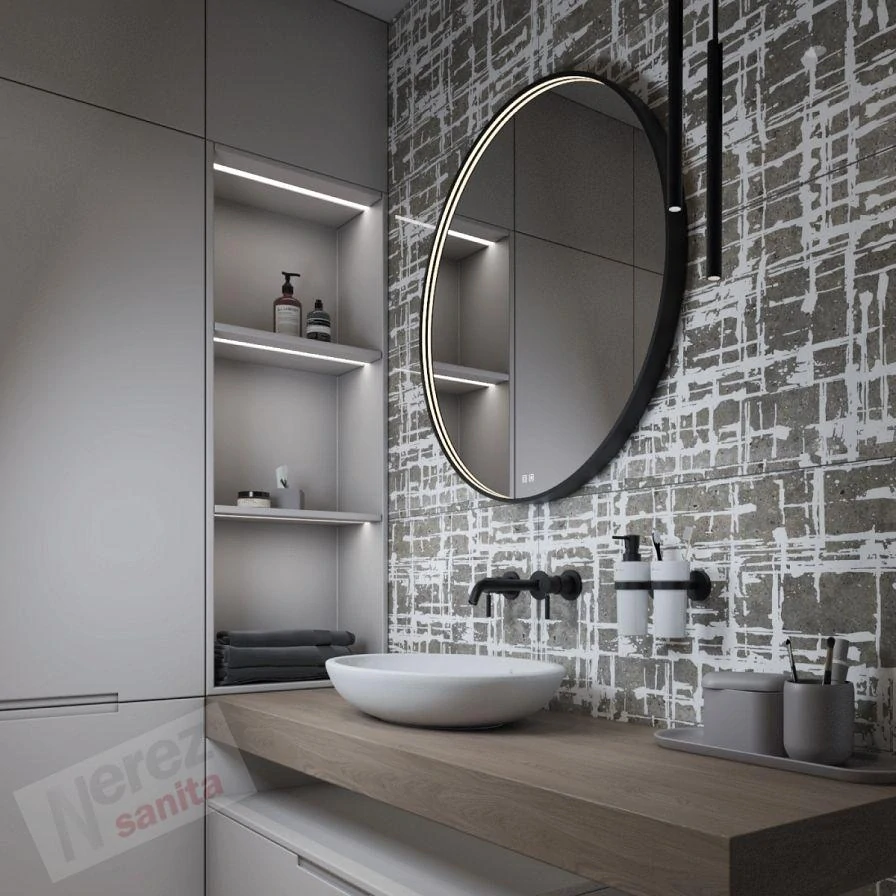 ČERNÉ LED zrcadlo pr. 700 se dvěma dotykovými senzory